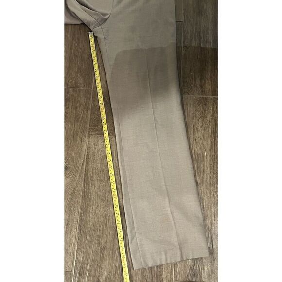 Akris Wool Straight Leg Flat Front Pants Size 8 Side Zip Tan Khaki Business - Picture 5 of 10